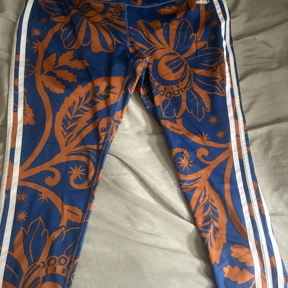 Adidas Kids Leggings with Blue and Orange Floral Pattern